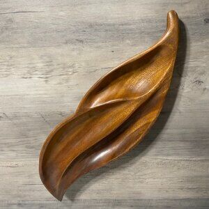 Hand Carved Divided Serving Dish Honolulu Hawaii Dhai Wood - Wood Rose Shop